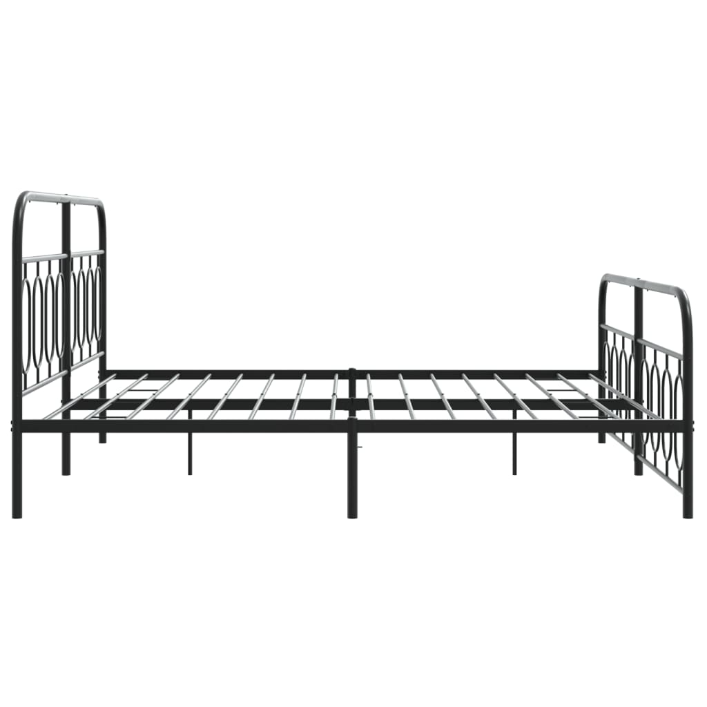 Metal Bed Frame with Headboard and Footboard Black 193x203 cm