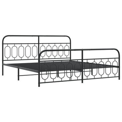 Metal Bed Frame with Headboard and Footboard Black 200x200 cm