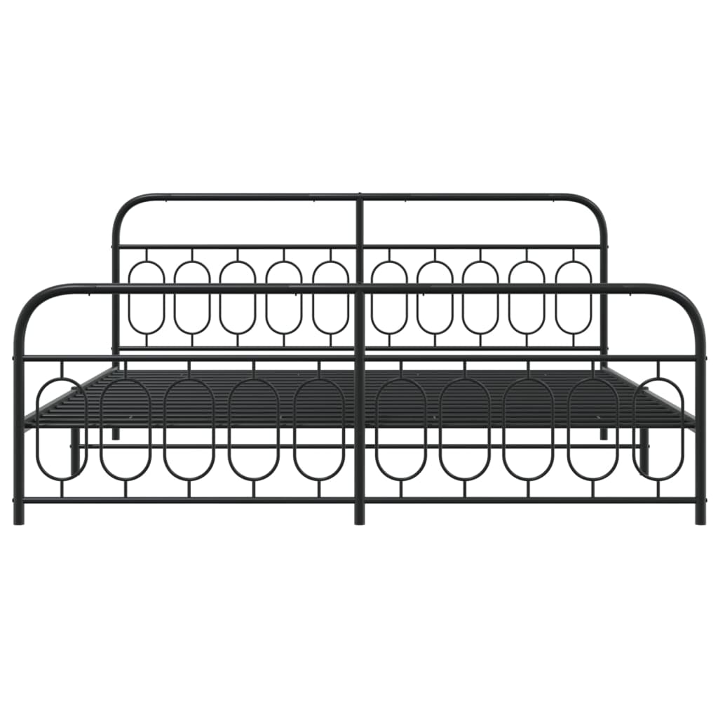 Metal Bed Frame with Headboard and Footboard Black 200x200 cm