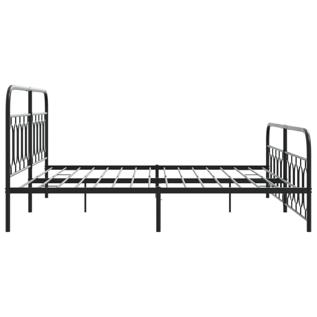 Metal Bed Frame with Headboard and Footboard Black 200x200 cm