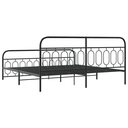 Metal Bed Frame with Headboard and Footboard Black 200x200 cm