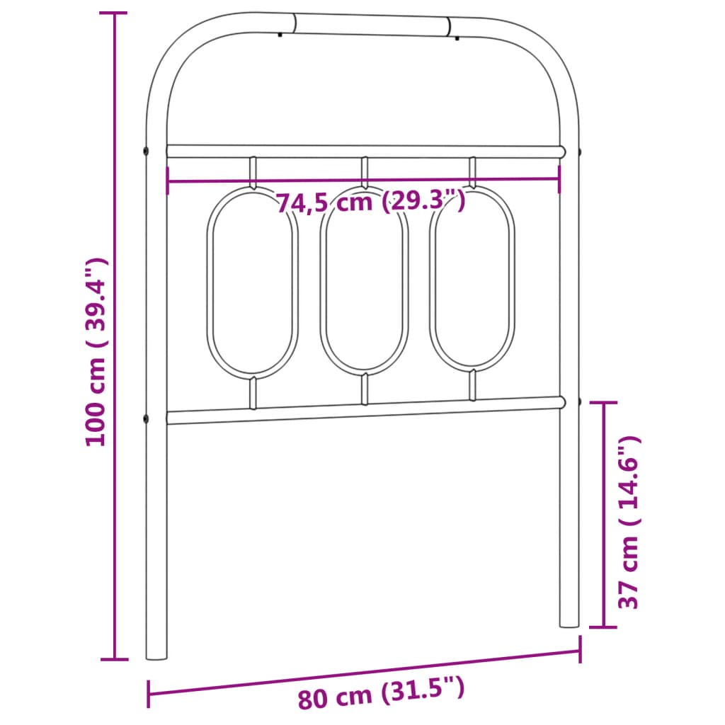 Metal Headboard Black 75 cm