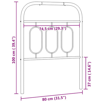 Metal Headboard Black 75 cm