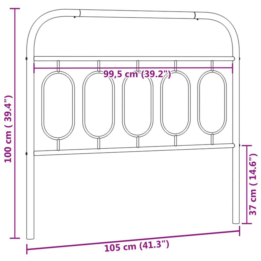 Metal Headboard Black 100 cm