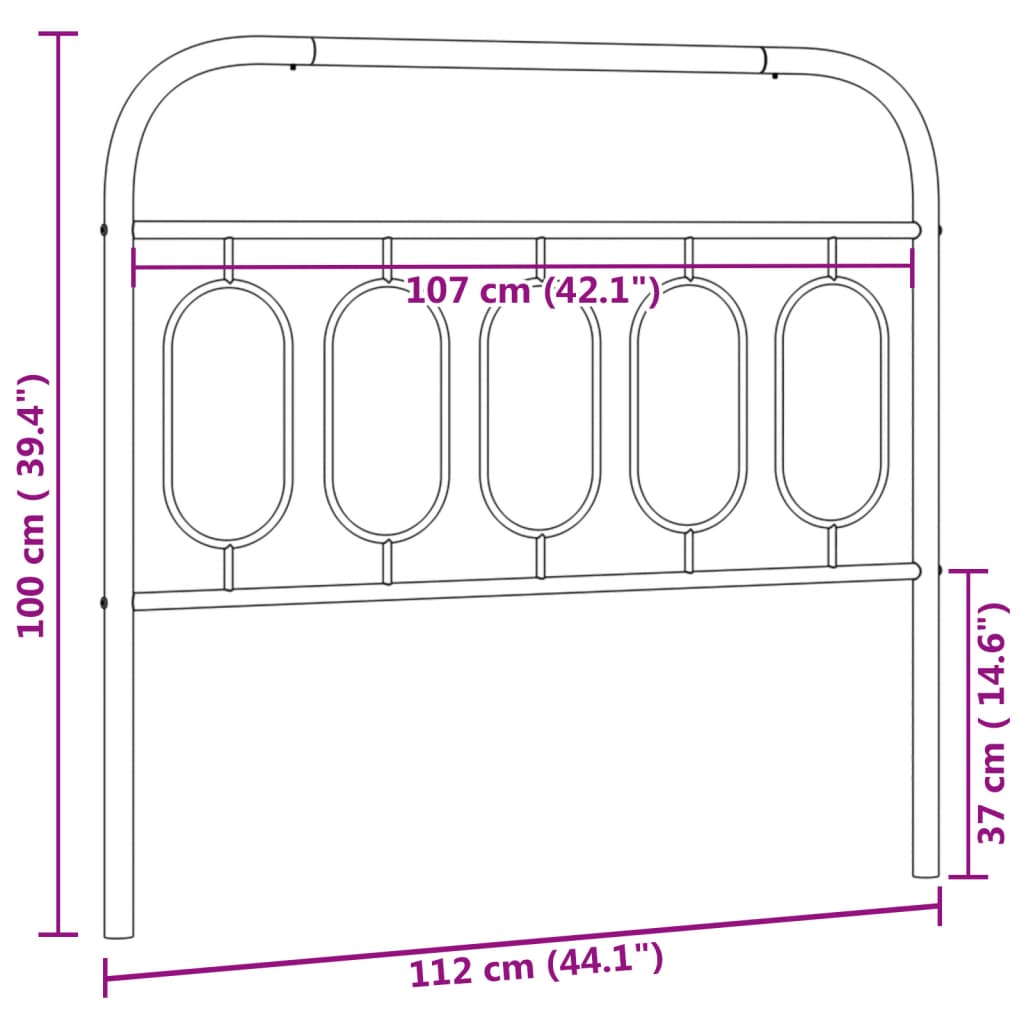 Metal Headboard Black 107 cm