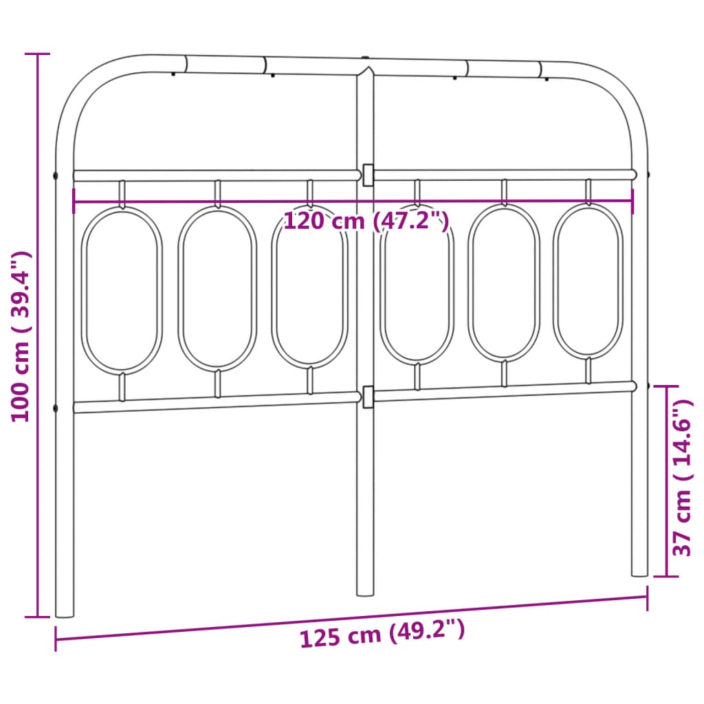 Metal Headboard Black 120 cm