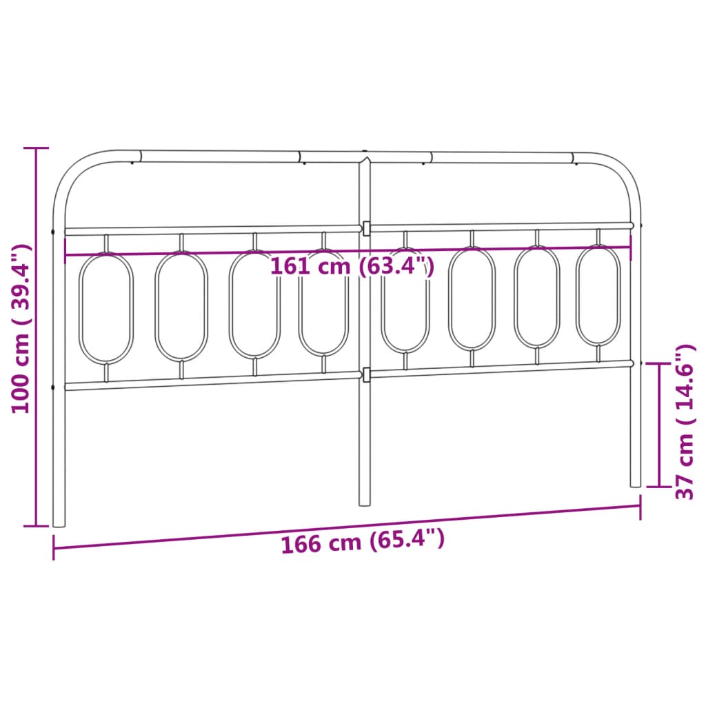 Metal Headboard Black 160 cm