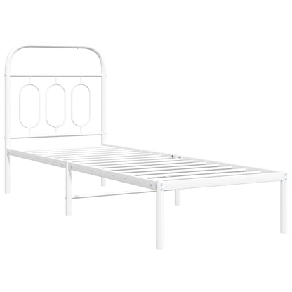 Metal Bed Frame with Headboard White 75x190 cm Small Single