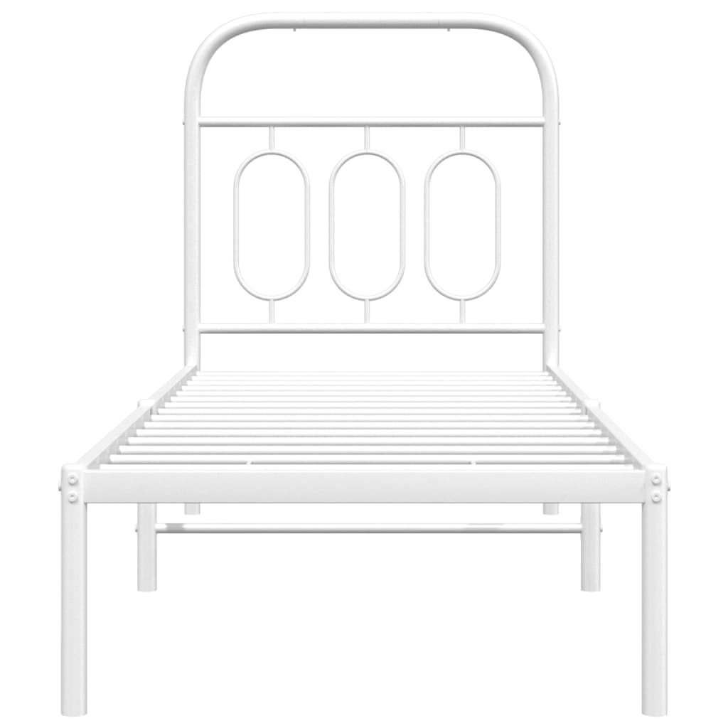 Metal Bed Frame with Headboard White 75x190 cm Small Single