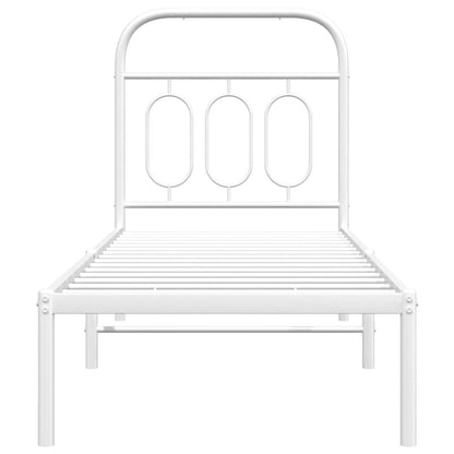 Metal Bed Frame with Headboard White 75x190 cm Small Single