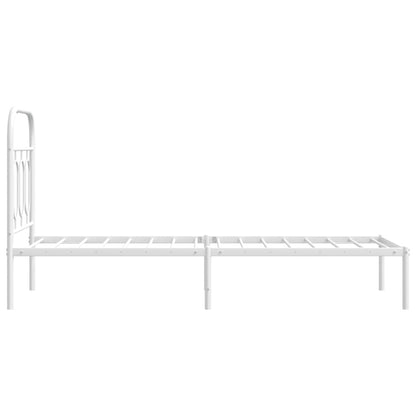 Metal Bed Frame with Headboard White 75x190 cm Small Single