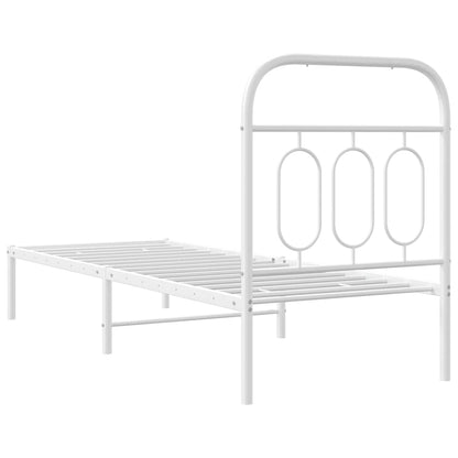 Metal Bed Frame with Headboard White 75x190 cm Small Single