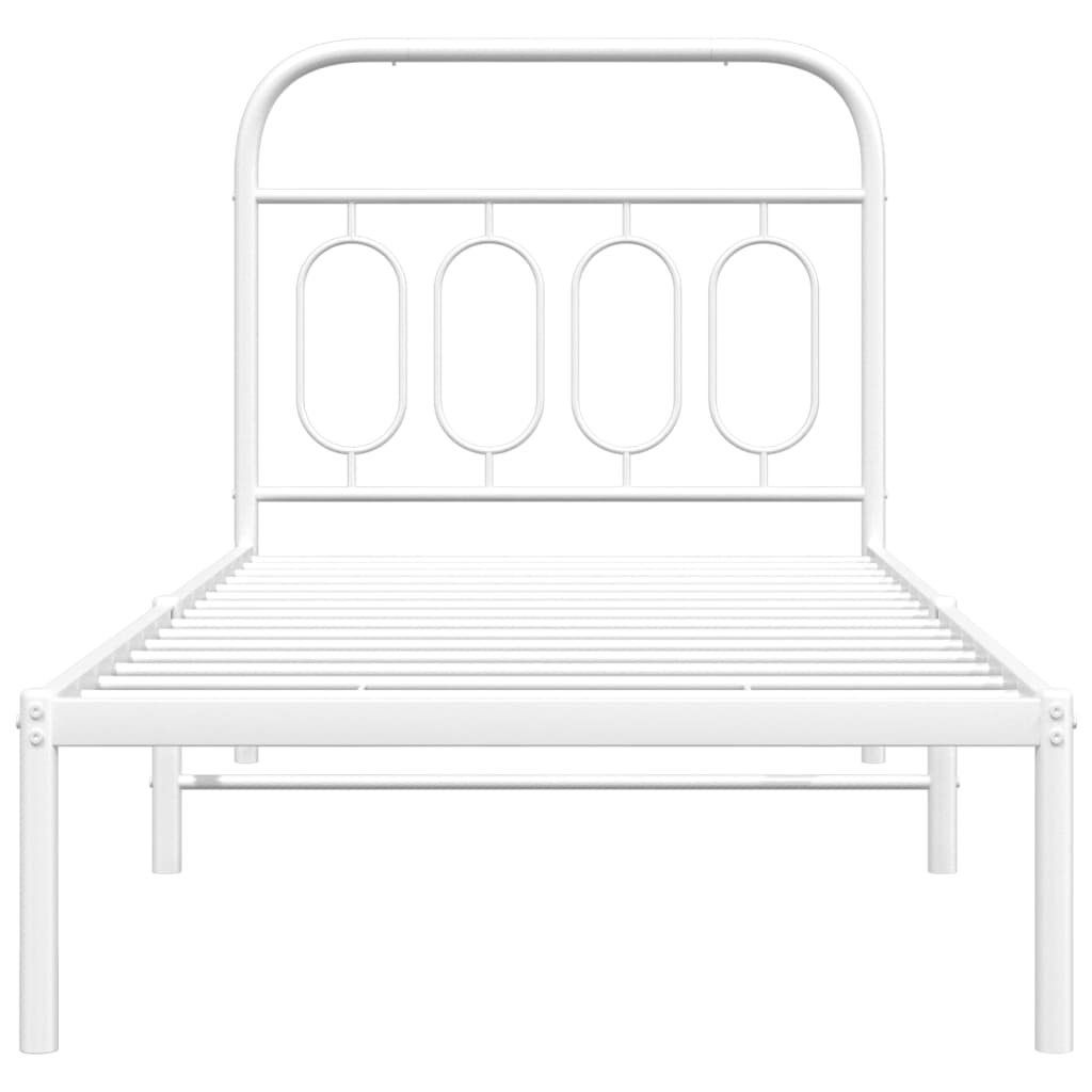 Metal Bed Frame with Headboard White 80x200 cm