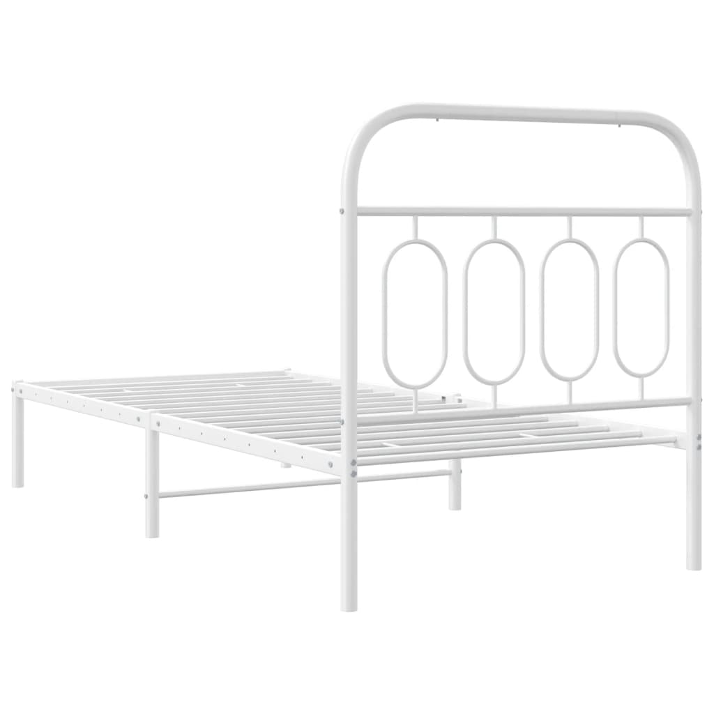 Metal Bed Frame with Headboard White 80x200 cm