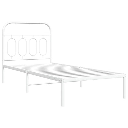 Metal Bed Frame with Headboard White 90x190 cm Single