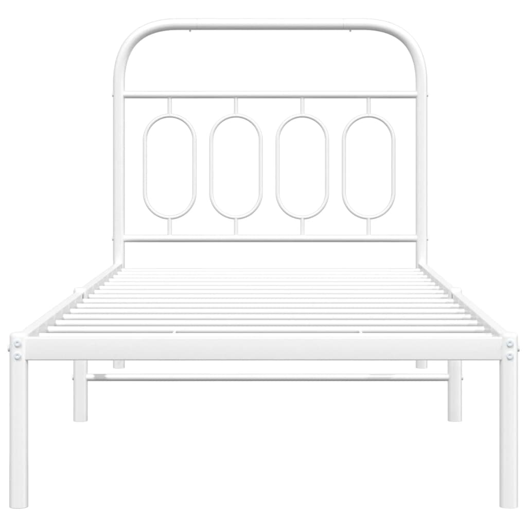 Metal Bed Frame with Headboard White 90x190 cm Single