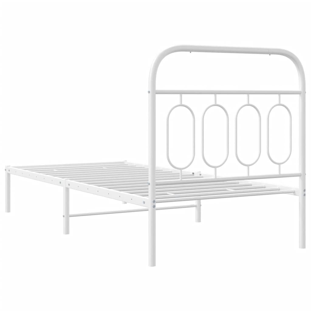 Metal Bed Frame with Headboard White 90x190 cm Single