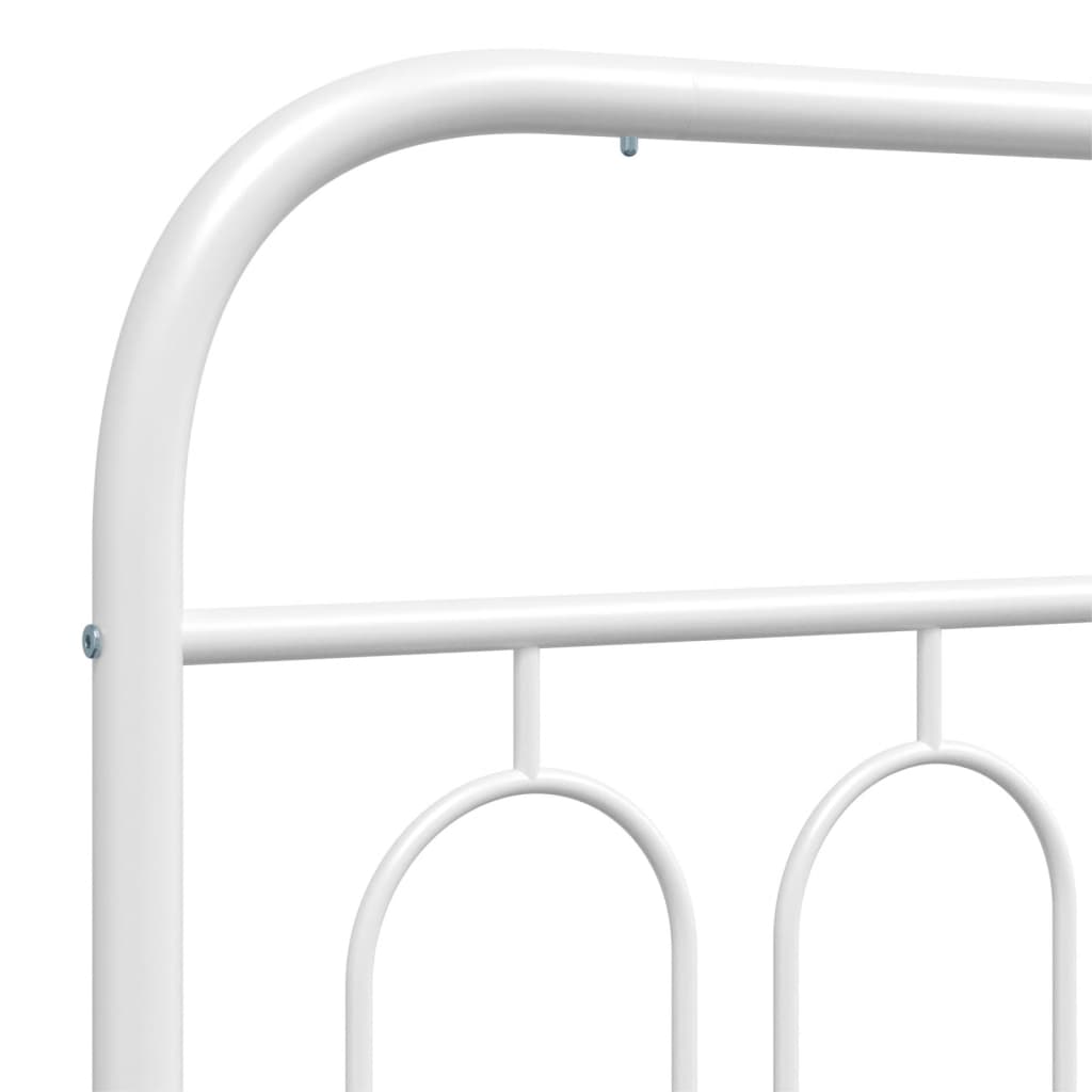 Metal Bed Frame with Headboard White 90x200 cm