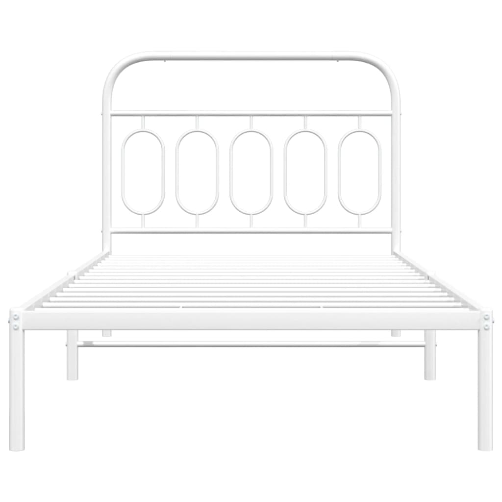 Metal Bed Frame without Mattress with Headboard White 100x190 cm