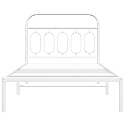 Metal Bed Frame without Mattress with Headboard White 100x190 cm