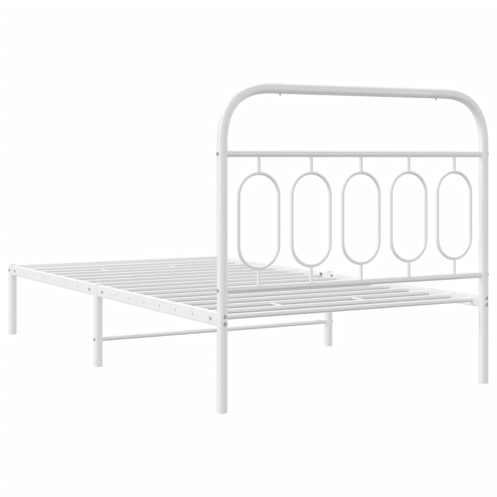 Metal Bed Frame without Mattress with Headboard White 100x190 cm