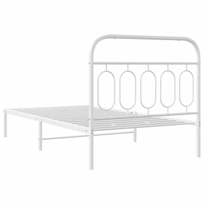 Metal Bed Frame without Mattress with Headboard White 100x190 cm