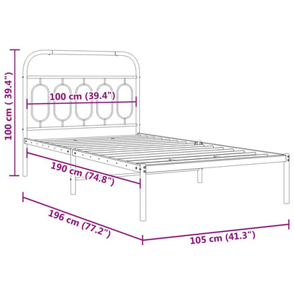 Metal Bed Frame without Mattress with Headboard White 100x190 cm