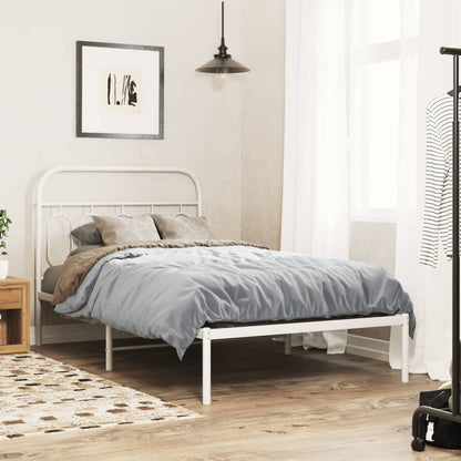 Metal Bed Frame with Headboard White 100x200 cm