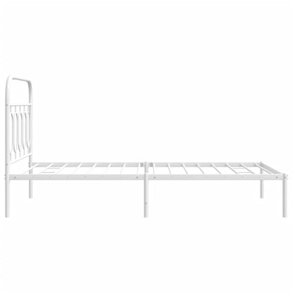 Metal Bed Frame with Headboard White 107x203 cm