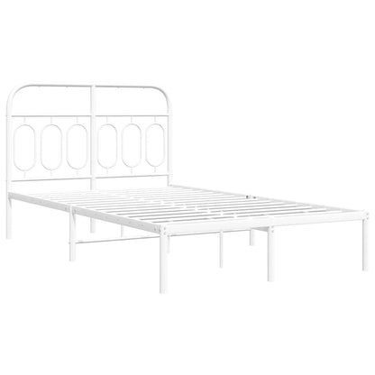 Metal Bed Frame with Headboard White 120x190 cm Small Double