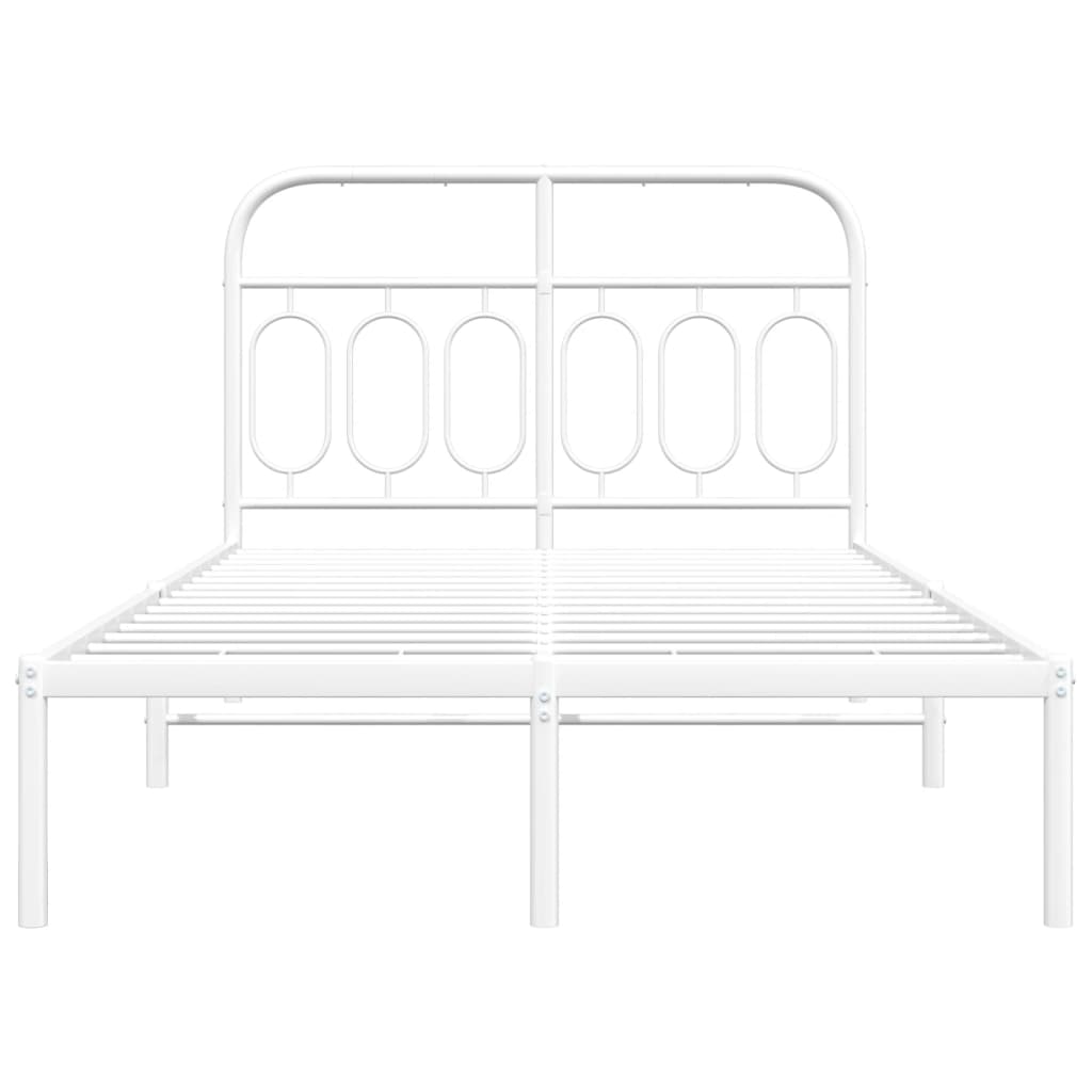 Metal Bed Frame with Headboard White 120x190 cm Small Double