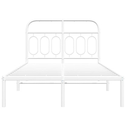 Metal Bed Frame with Headboard White 120x190 cm Small Double