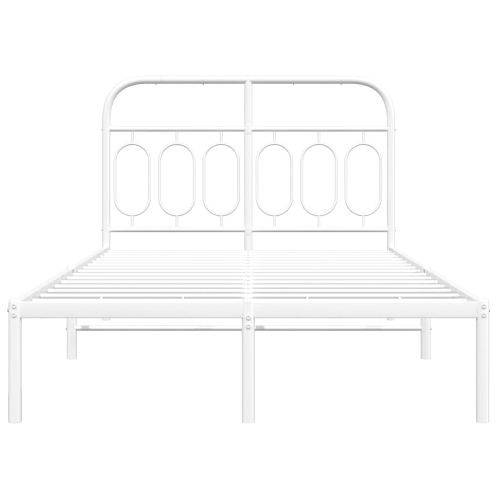 Metal Bed Frame with Headboard White 120x200 cm