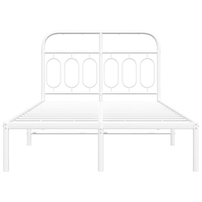 Metal Bed Frame with Headboard White 120x200 cm