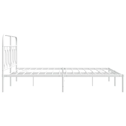 Metal Bed Frame without Mattress with Headboard White 135x190 cm Double