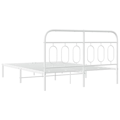 Metal Bed Frame without Mattress with Headboard White 135x190 cm Double