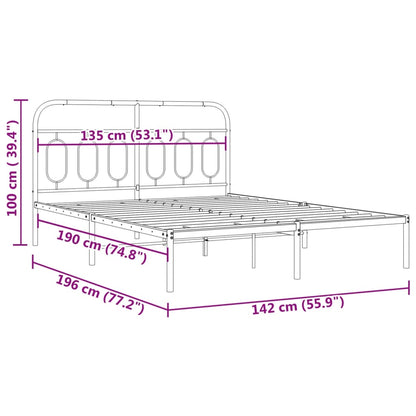 Metal Bed Frame without Mattress with Headboard White 135x190 cm Double