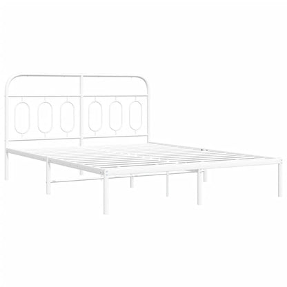 Metal Bed Frame with Headboard White 140x200 cm