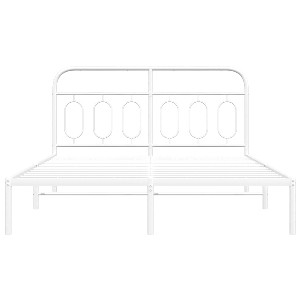 Metal Bed Frame with Headboard White 140x200 cm