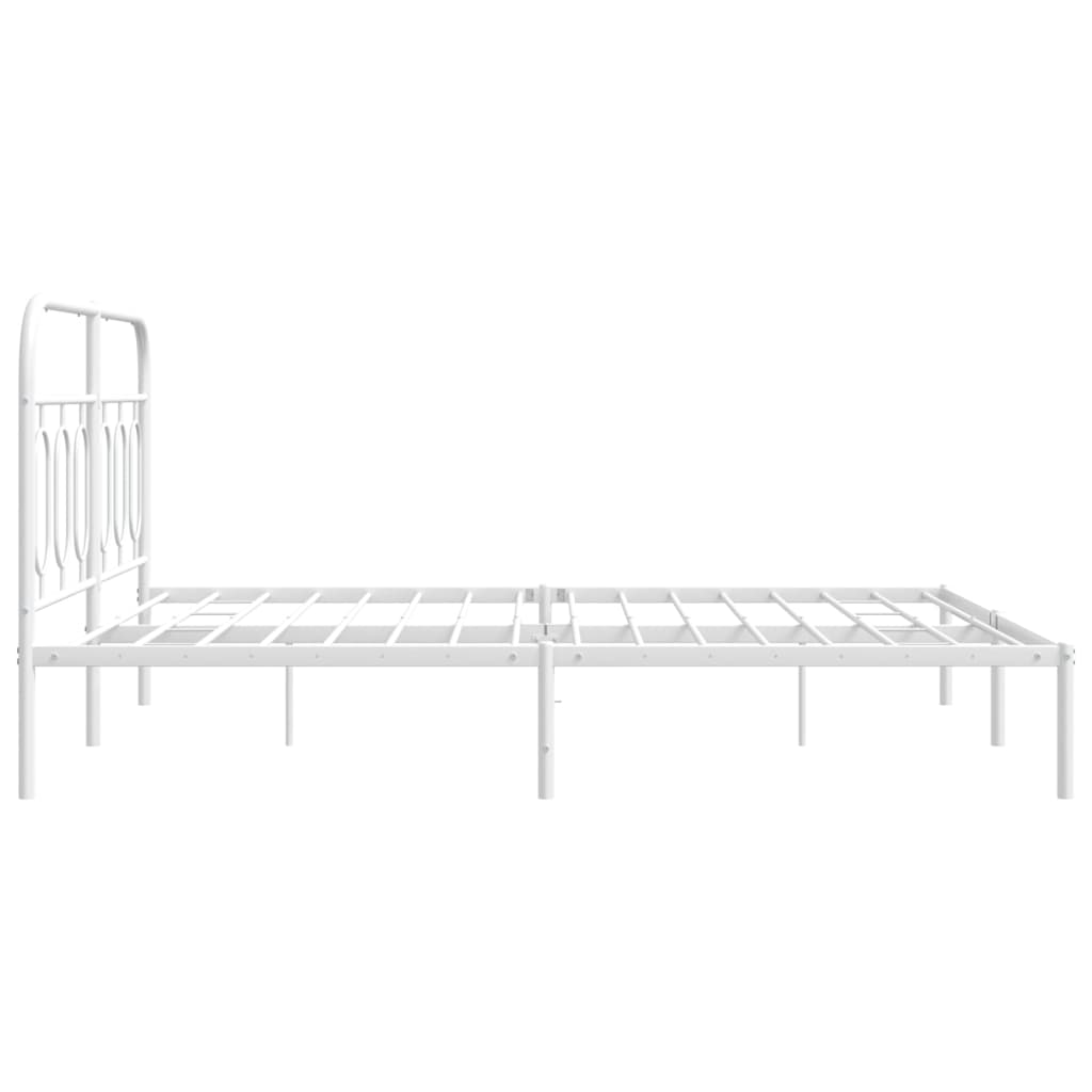 Metal Bed Frame with Headboard White 140x200 cm