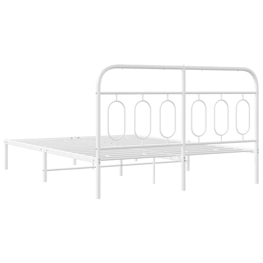 Metal Bed Frame with Headboard White 140x200 cm