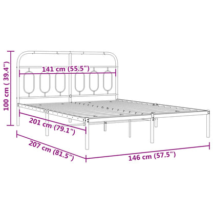 Metal Bed Frame with Headboard White 140x200 cm