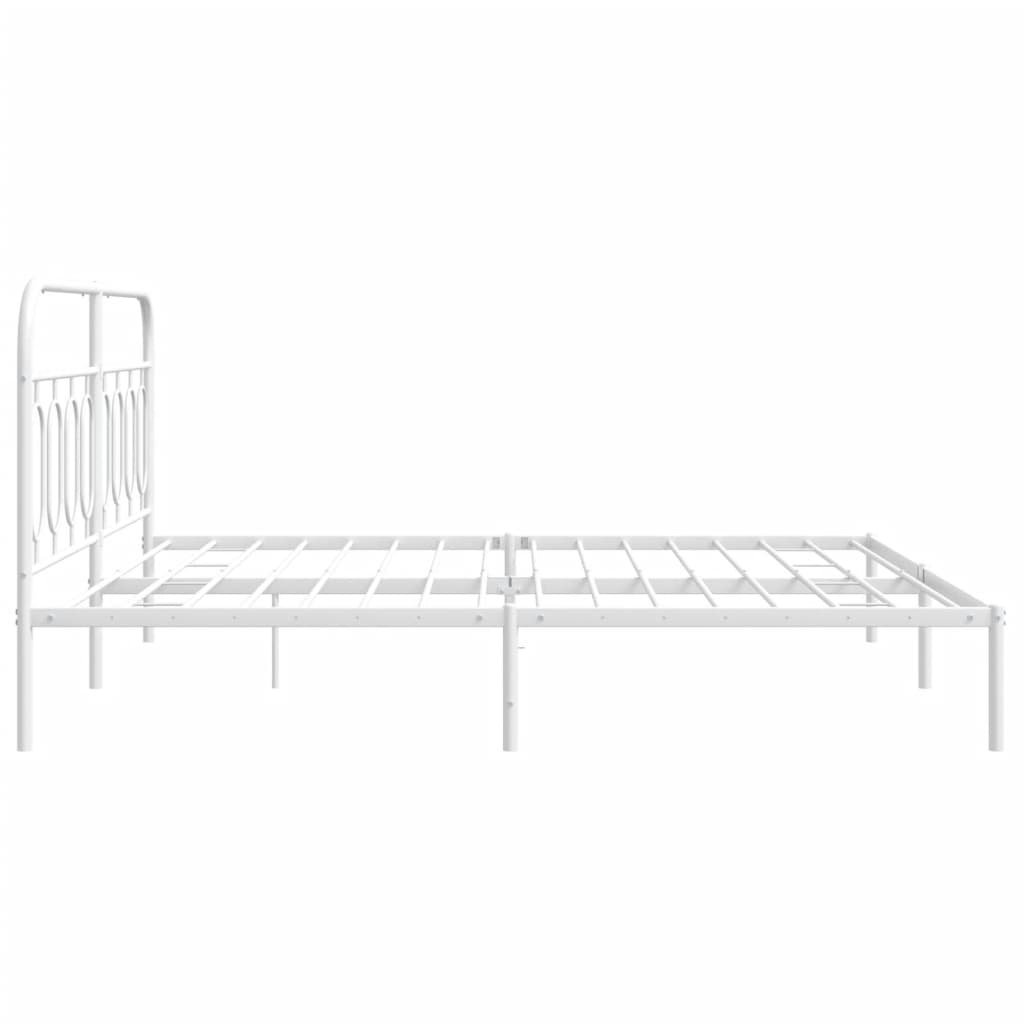 Metal Bed Frame with Headboard White 160x200 cm