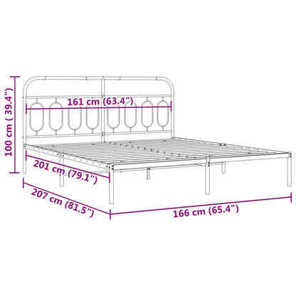 Metal Bed Frame with Headboard White 160x200 cm