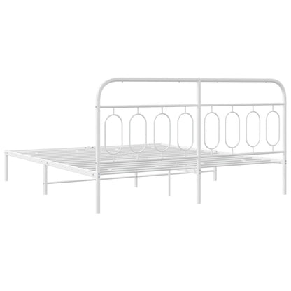 Metal Bed Frame with Headboard White 183x213 cm