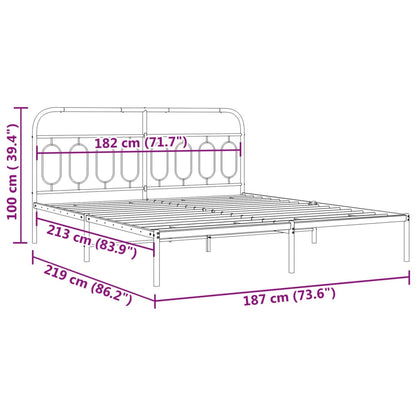 Metal Bed Frame with Headboard White 183x213 cm