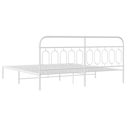 Metal Bed Frame with Headboard White 200x200 cm