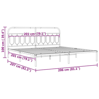 Metal Bed Frame with Headboard White 200x200 cm