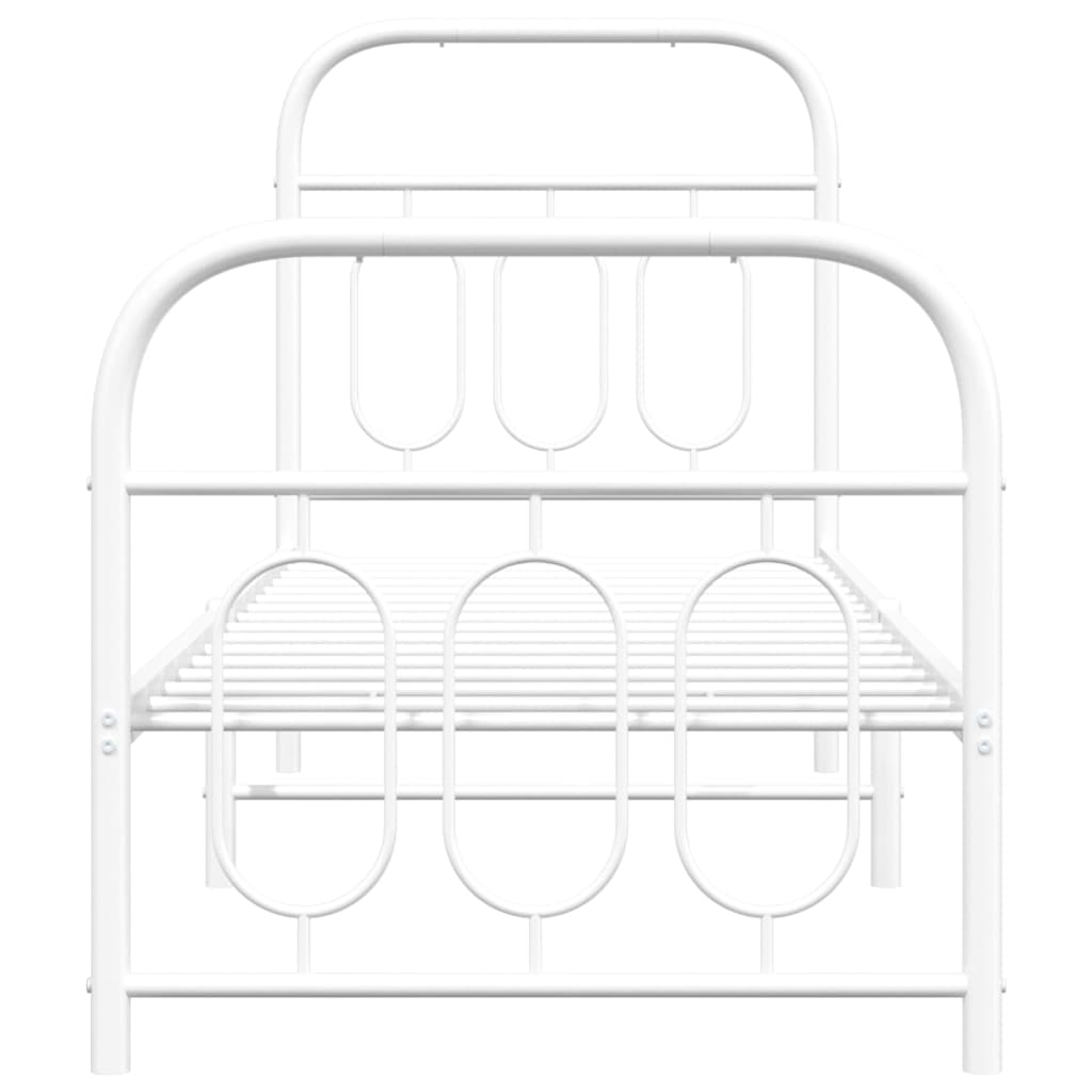 Metal Bed Frame with Headboard and Footboard White 75x190 cm Small Single