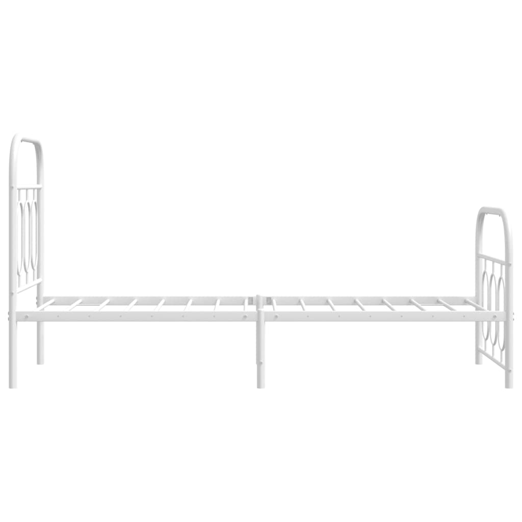 Metal Bed Frame with Headboard and Footboard White 75x190 cm Small Single